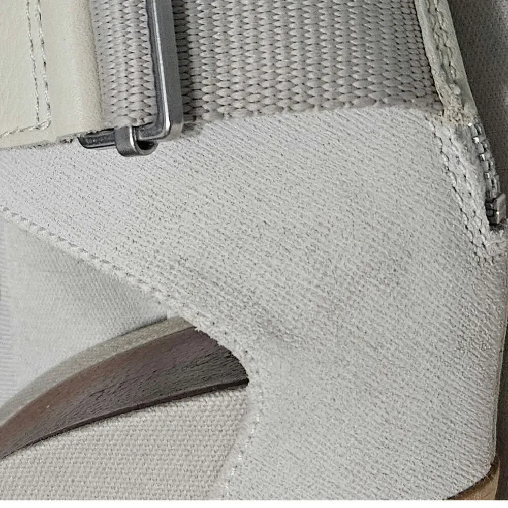Cream Sorel Joanie Sandal Leather Wedge Heels Ankle Strap Open Toe Size 6.5